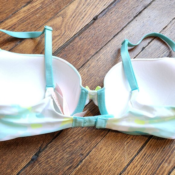 NEW 32C VICTORIAS SECRET lightly lined blue|white|neon camo demi style bra - Picture 2 of 7